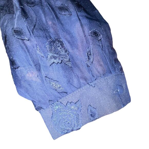 Lulus Evening of Elegance Navy Blue Floral Jacquard Wrap Midi Dress size Medium - Picture 7 of 10